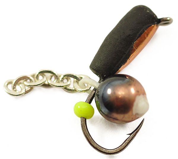 Мормишка Вольфрамова Володимирська "Гвоздик з підвісною 2-ух кольоровою кулькою з ланцюжком" м/к - 2,5 мм - 0,6 г - Арт.415