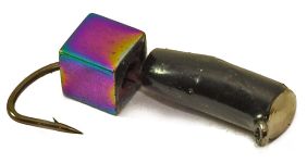 Мормышка Вольфрамовая Владимирская "Гвоздик с зеркальцем серебро с кубиком хамелеон" - 2,5 мм - 0,65 г - Арт.254