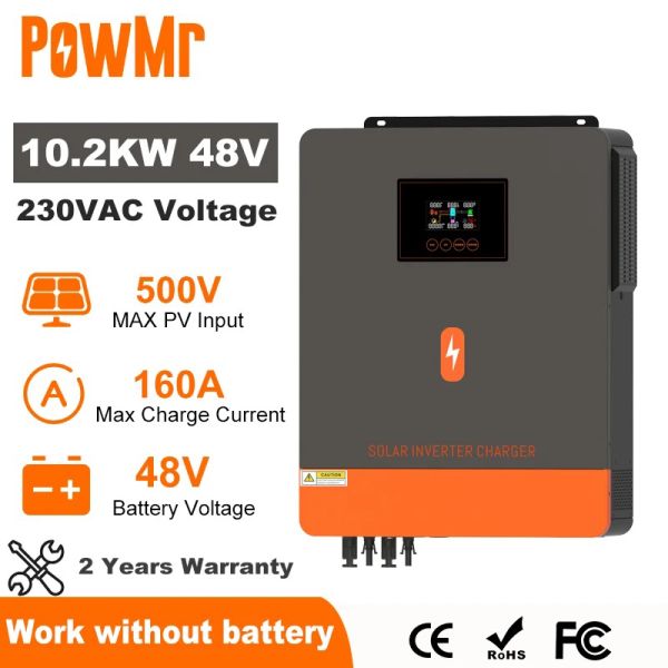 Інвертор автономний гібридний PowMr 10200W - З чистою синусоїдою - Безперебійник на весь будинок - POW-HVM10.2M-48V - Китай