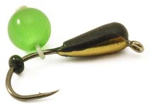 Мормышка Вольфрамовая Владимирская "Капля с ушком с подвесным шариком кошачий глаз" з/к - 2,5 мм - 0,6 г - Арт.173