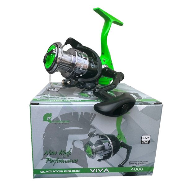 Катушка Gladiator Viva - 4bb - Металлическая шпуля - Зеленая