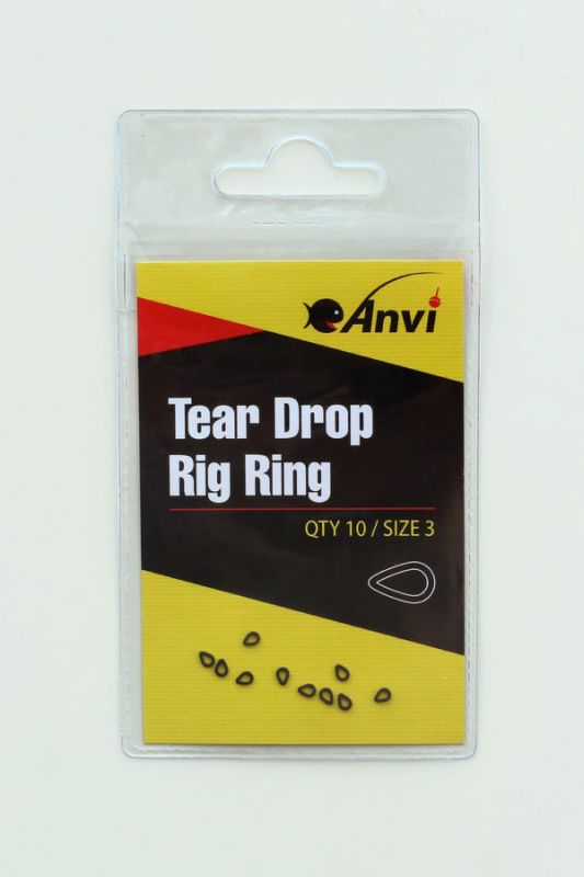 Кільце гачкове Крапля Anvi Tear Drop Rig Ring - Розмір 3 - Чорний матовий - 10 шт/уп