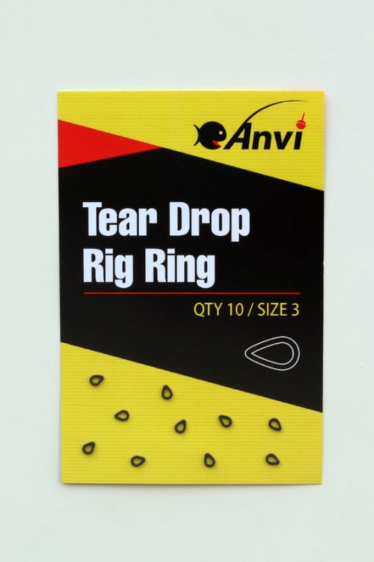 Кільце гачкове Крапля Anvi Tear Drop Rig Ring - Розмір 3 - Чорний матовий - 10 шт/уп