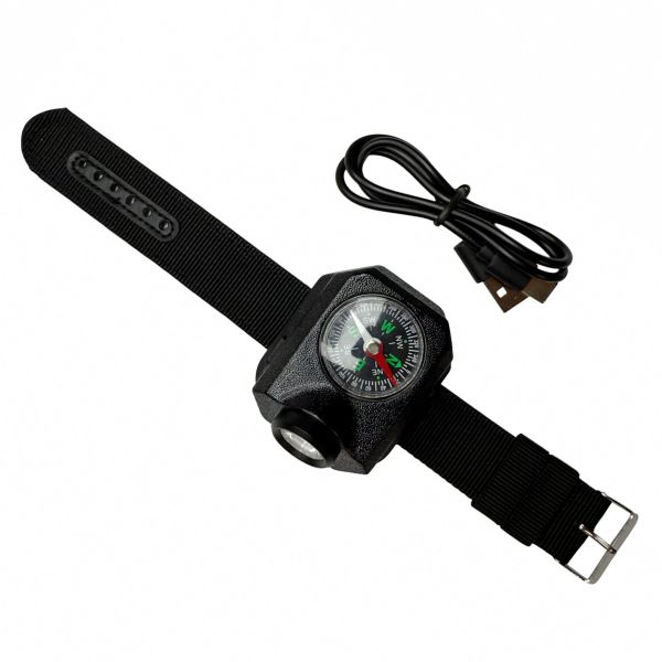 Компас на руку с фонарем W04-LED - 49x61 мм -Питание Li-Ion аккумулятор - Чёрный