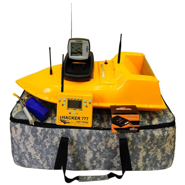 Кораблик загодівний - Hacker 777 (катер) - Об'єм камери 2 л - Дальність ходу 3 км - Задній хід - Жовтий