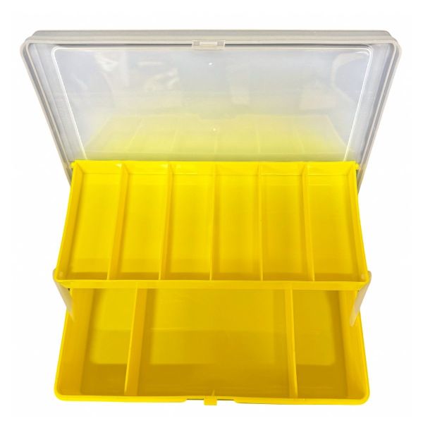 Коробка Briz 012 - Для рибальських снастей - Двополична - 9 вічок - Жовта