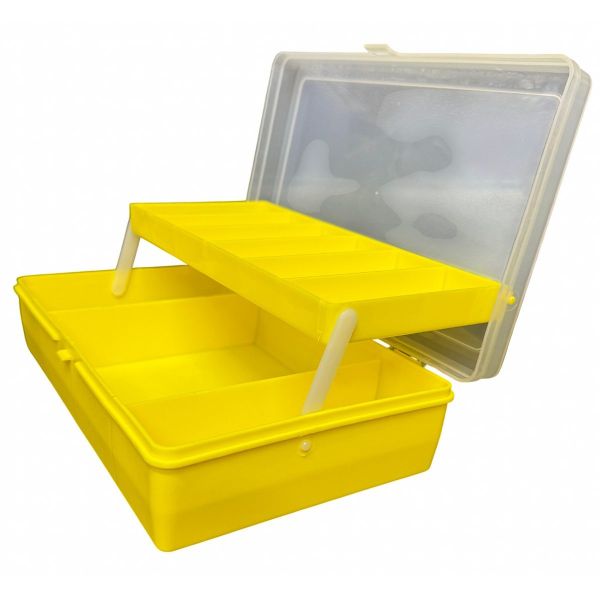 Коробка Briz 012 - Для рибальських снастей - Двополична - 9 вічок - Жовта