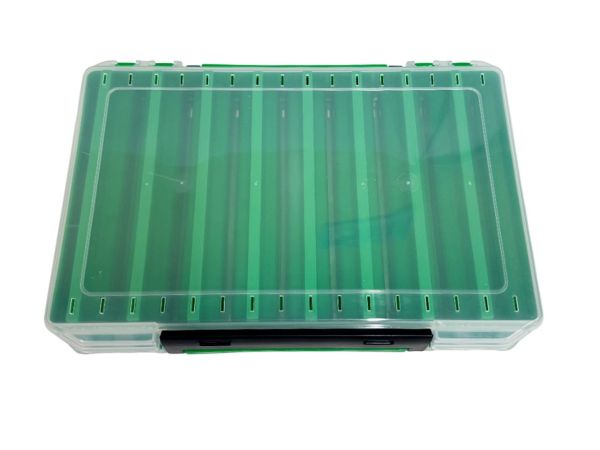 Коробка для воблерів - Двостороння - 16 вічок - 30x21x5 см - Поліпропілен - Зелена