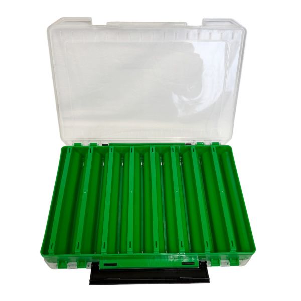 Коробка для воблерів - Двостороння - 16 вічок - 30x21x5 см - Поліпропілен - Зелена