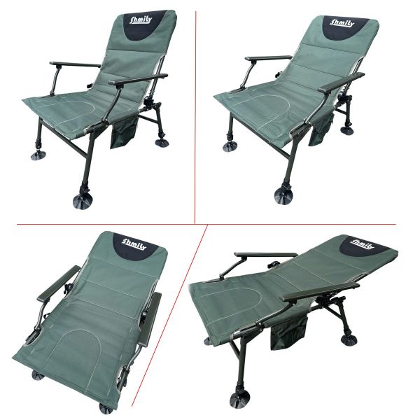 Коропове крісло Megastrike - SH9-3-5 - 50x55x95 см - З боковою кишенею на змійці - Оливково-зелений