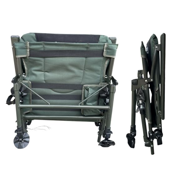 Коропове крісло Megastrike - SH9-3-5 - 50x55x95 см - З боковою кишенею на змійці - Оливково-зелений