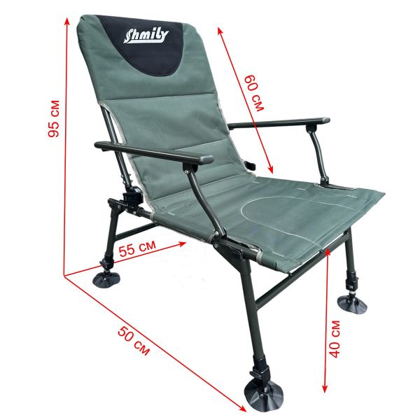 Коропове крісло Megastrike - SH9-3-5 - 50x55x95 см - З боковою кишенею на змійці - Оливково-зелений