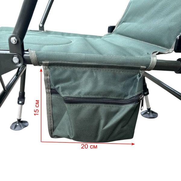Коропове крісло Megastrike - SH9-3-5 - 50x55x95 см - З боковою кишенею на змійці - Оливково-зелений