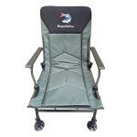 Карповое кресло Megastrike с подставкой для ног - SH9-3-8 - (70+50)x55x95 см - С боковым карманом на змейке - Олива