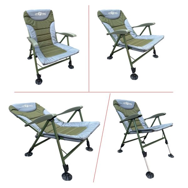 Карповое кресло Megastrike - SH9-3-9 - 50x53x95 см - 4 положения - Светло-серый