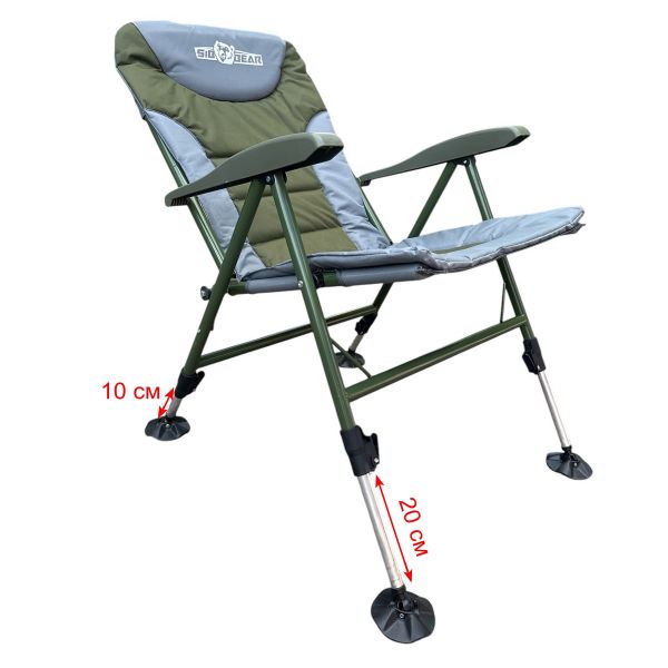 Карповое кресло Megastrike - SH9-3-9 - 50x53x95 см - 4 положения - Светло-серый