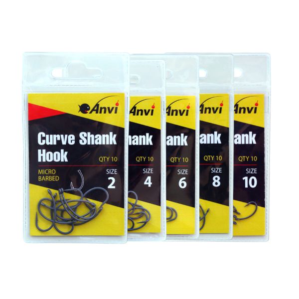 Крючок карповый Anvi Curve Shank Hook №6 - 10 шт/уп