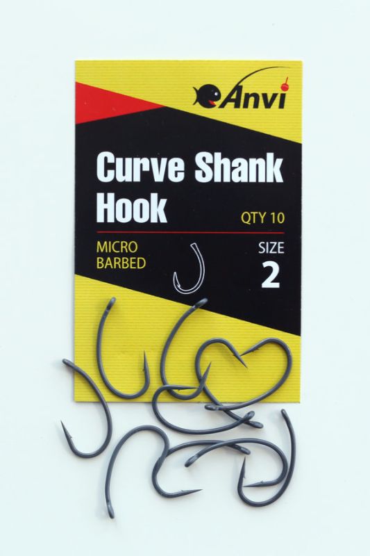 Крючок карповый Anvi Curve Shank Hook №2 - 10 шт/уп