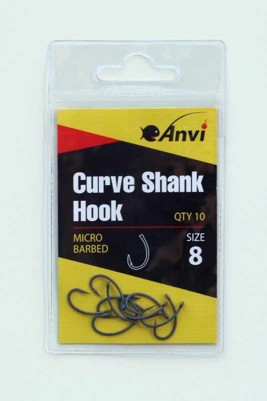 Крючок карповый Anvi Curve Shank Hook №8 - 10 шт/уп