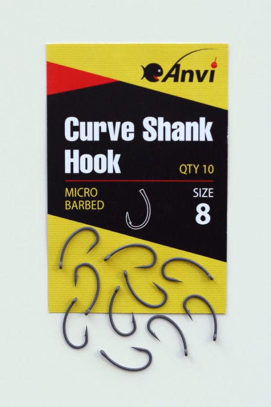 Крючок карповый Anvi Curve Shank Hook №8 - 10 шт/уп