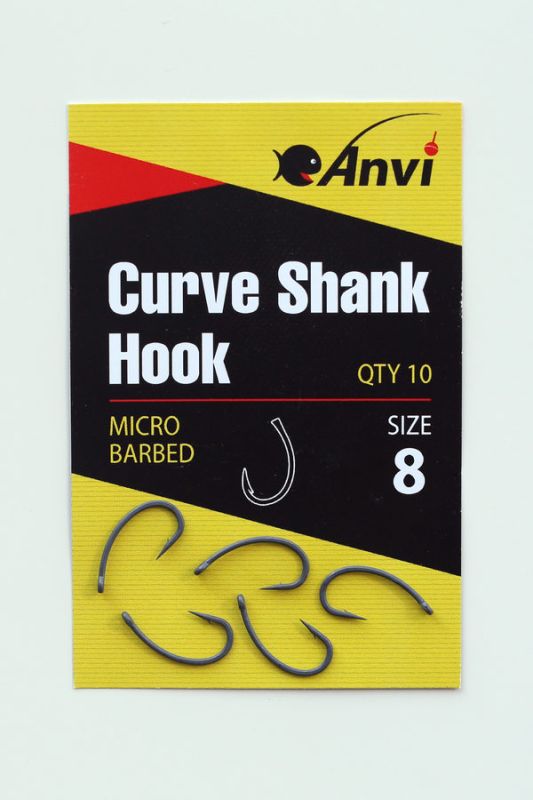 Крючок карповый Anvi Curve Shank Hook №8 - 10 шт/уп