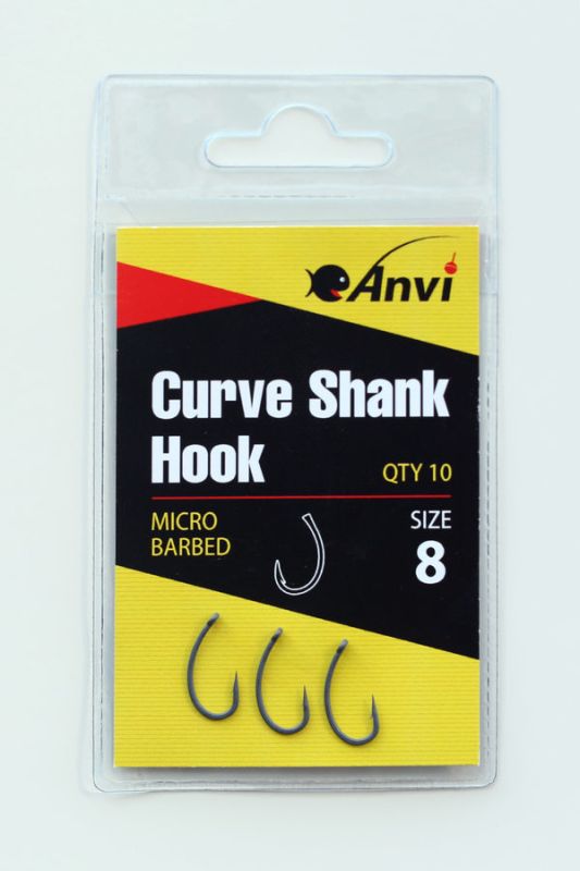Крючок карповый Anvi Curve Shank Hook №8 - 10 шт/уп