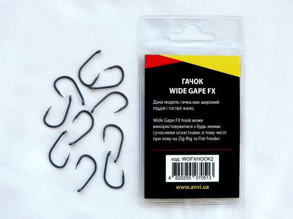 Крючок карповый Anvi Wide Gape FX Hook №2 - 10 шт/уп