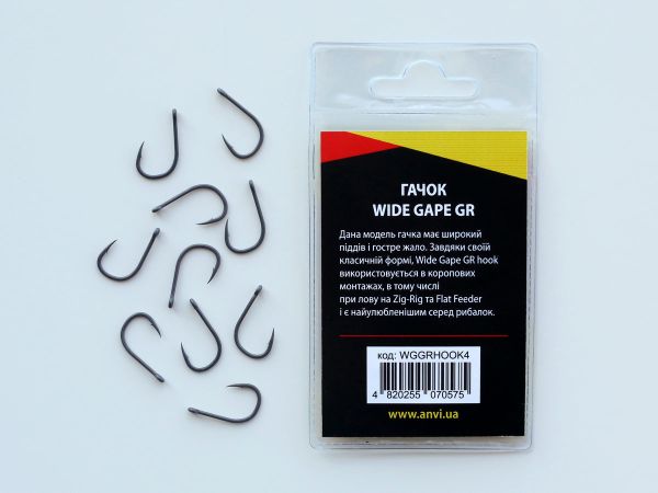 Крючок карповый Anvi Wide Gape GR №4 - 10 шт/уп