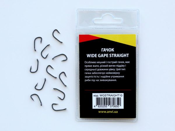 Крючок карповый Anvi Wide Gape Straight №10 - 10 шт/уп
