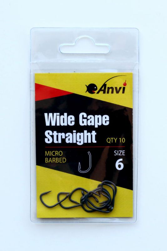 Крючок карповый Anvi Wide Gape Straight №6 - 10 шт/уп