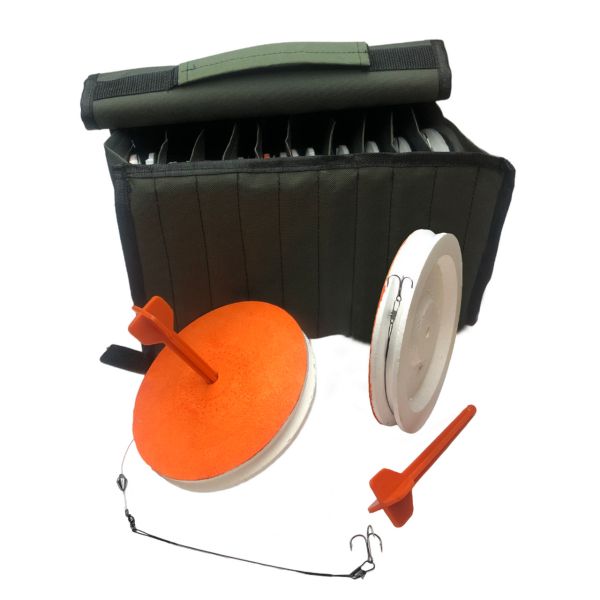 Кружки рыболовные - Оснащенные - Усиленные - Тройник №6 - 10 штук + сумка Хаки