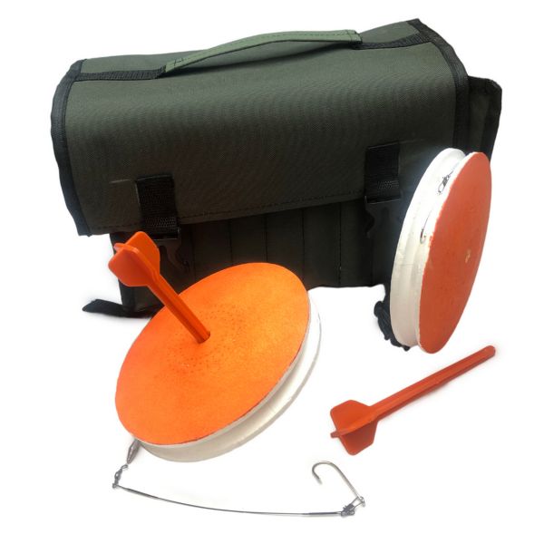 Кружки рыболовные - Оснащенные - Усиленные - Крючок 8,5х26 Корея - 10 штук + Сумка Хаки