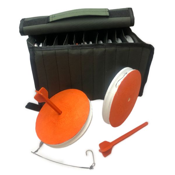 Кружки рыболовные - Оснащенные - Усиленные - Крючок 8,5х26 Корея - 10 штук + Сумка Хаки