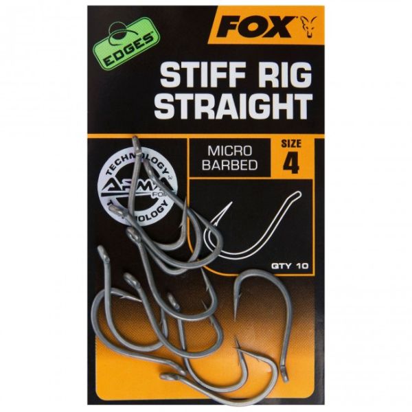 Гачки коропові Fox EDGES Stiff Rig Straight - З прямим жалом - 10 шт/уп