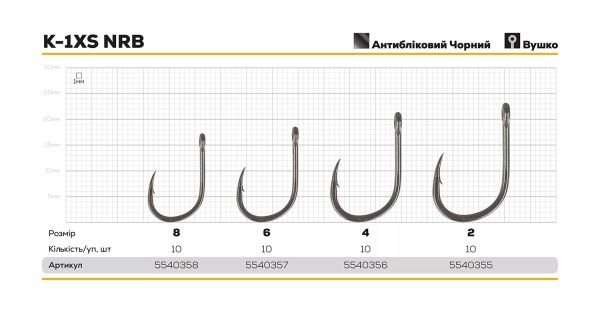 Крючок Hayabusa Carp K-1XS NRB - Матовый чёрный - 10 шт/уп