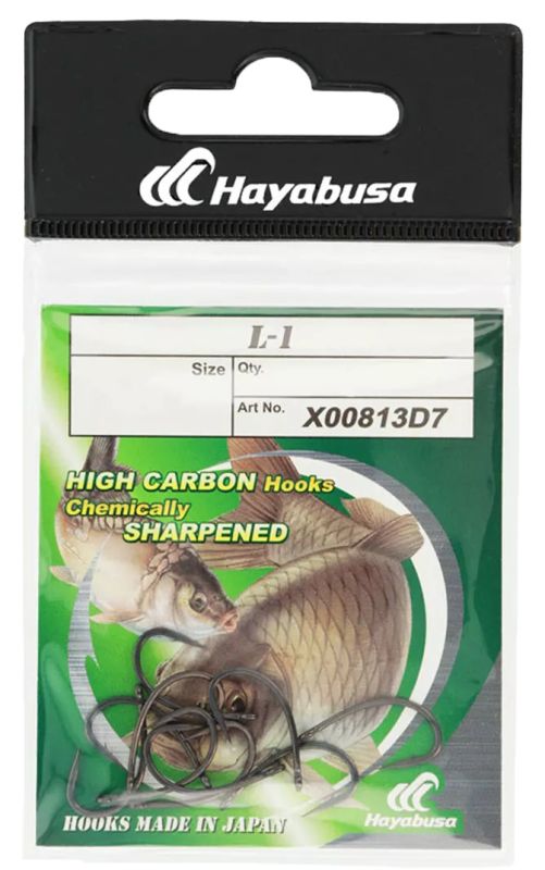 Гачок Hayabusa Carp L-1 NRB - Тефлонове покриття - Матовий чорний - 10 шт/уп