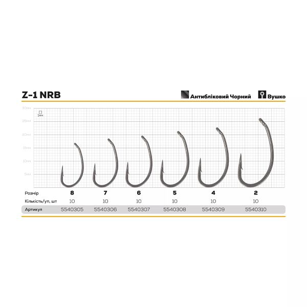 Крючок Hayabusa Carp Z-1 NRB - Матовый чёрный - 10 шт/уп