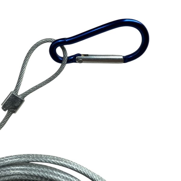 Кукан с поплавком на металлическом тросе - 5 карабинов - 5 м