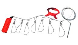 Кукан усиленный с поплавком на металлическом тросе - 7 карабинов - Длина 6 м