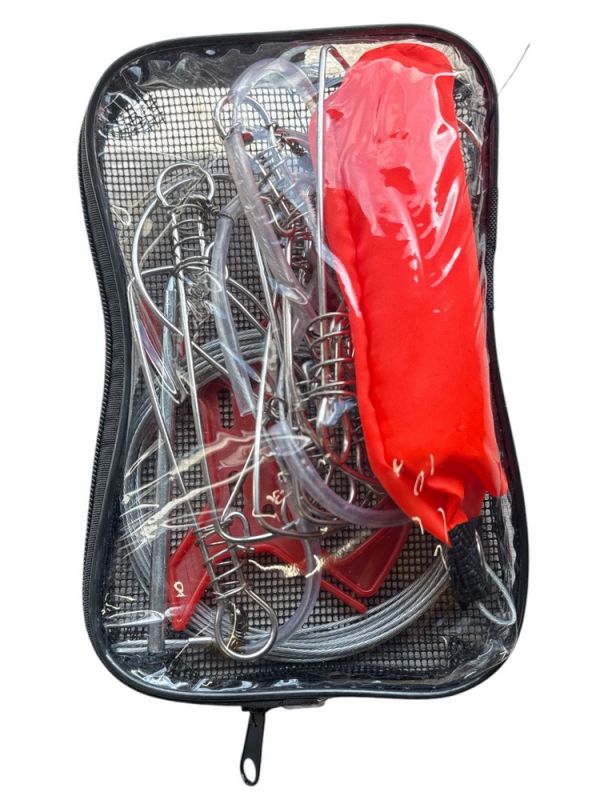 Кукан усиленный с поплавком на металлическом тросе - 7 карабинов - Длина 6 м