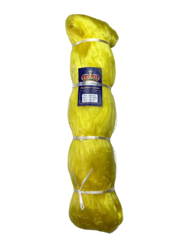 Сетеполотно Platinum Corona - Рибальська лялька - Жилка 0,30 мм - Жовтий - Висота 75 вічок - Довжина 150 м