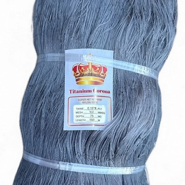 Сетеполотно Titanium Corona - Рыболовная кукла - Леска 0,15 мм*9 - Серый - Высота 75 ячеек - Длина 150 м