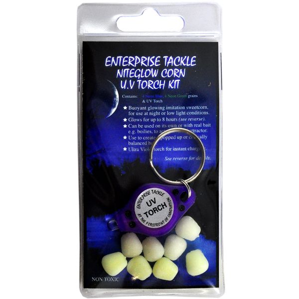 Кукурудза Enterprise Tackle - Світиться у темряві - Велика - Суха (Без діпа) - У комплекті з ліхтариком - Neon Green+Blue