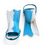Ласты детские для бассейна с открытой пяткой - Размер 16,5-22,5 (100-140 мм) - Бело/голубые