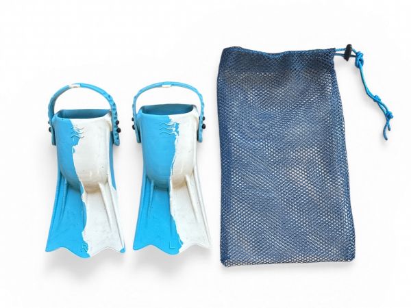 Ласти дитячі для басейну з відкритою п'ятою - Розмір 16,5-22,5 (100-140 мм) - Біло/блакитні