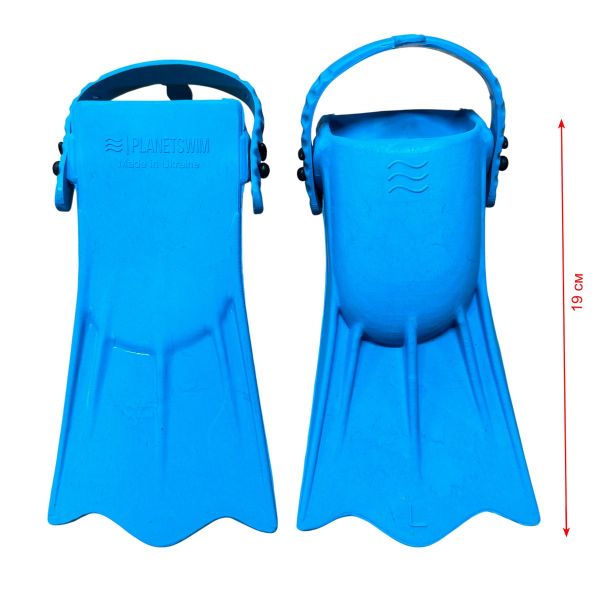 Ласты детские для бассейна с открытой пяткой - Размер 16,5-22,5 (100-140 мм) - Голубые