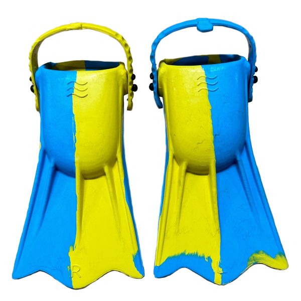 Ласты детские для бассейна с открытой пяткой - Размер 16,5-22,5 (100-140 мм) - Желто/голубые