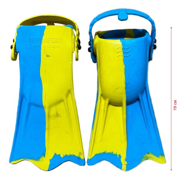 Ласты детские для бассейна с открытой пяткой - Размер 16,5-22,5 (100-140 мм) - Желто/голубые