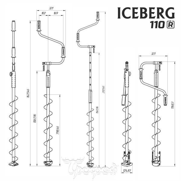 Ледобур Барнаульский ICEBERG-SIBERIA 110R - 1600 v2.0 (правое вращение)