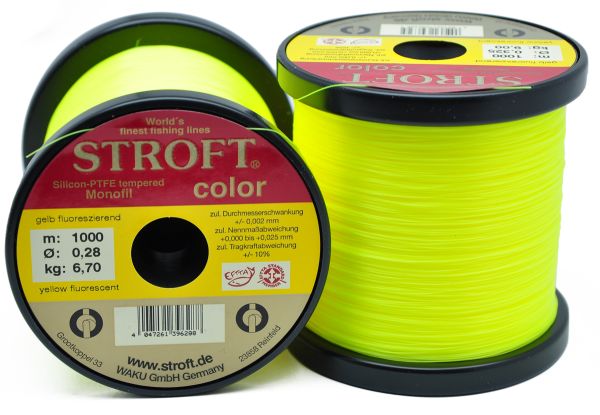 Леска карповая Stroft Color Fluo Yellow - Германия - Желтая - 1000 м